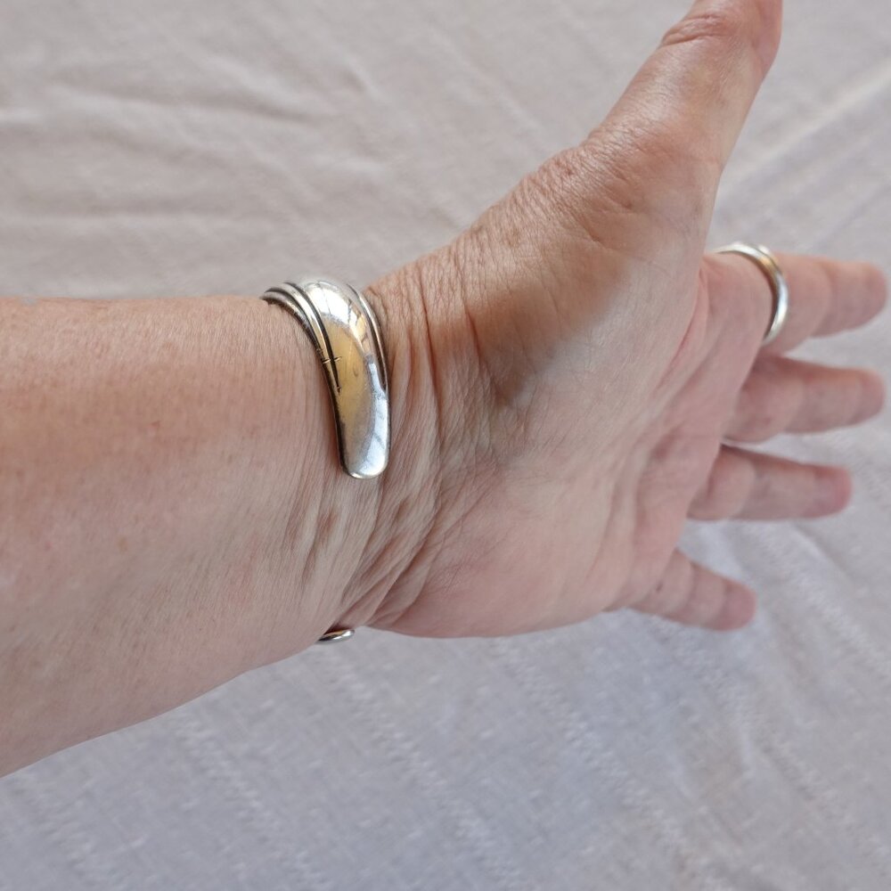 Vintage Kabana Asymmetrical Sterling Cuff 22g Unisex - Picture 3 of 10
